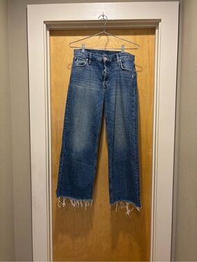 Hudson Jeans “Rosie” High-Rise Wide Leg Crop - Raw Hem, Distressed